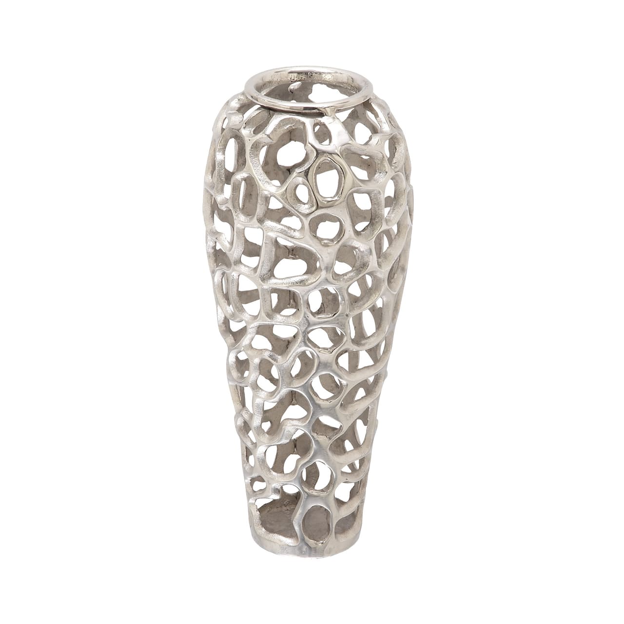 Silver Aluminum Contemporary Vase
